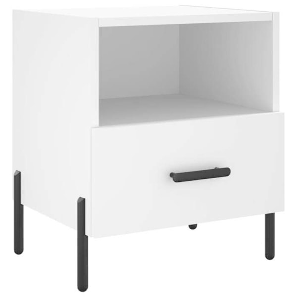 Sæt med 2 natborde med skuffe og åbent rum 40 x 35 x 47,5 cm hvid ingeniørtræ DEC034914 Vit