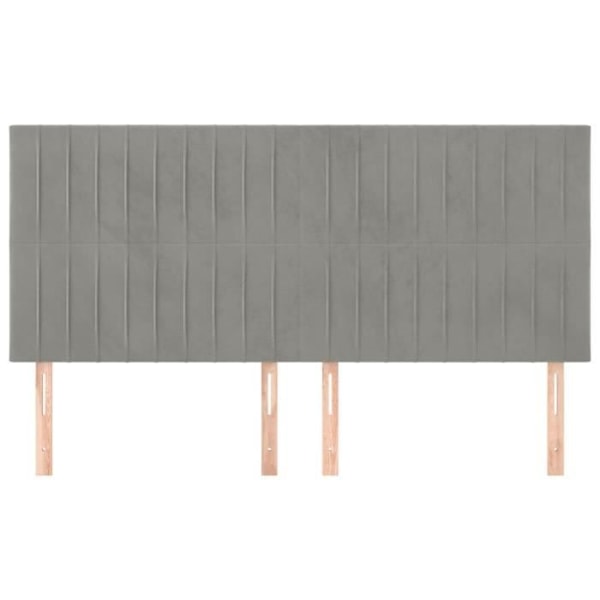 Hovedgærde - Ikke specificeret - 100x5x78/88 cm - Lys grå velour - Klassisk stil - 4 dele Ljusgrått