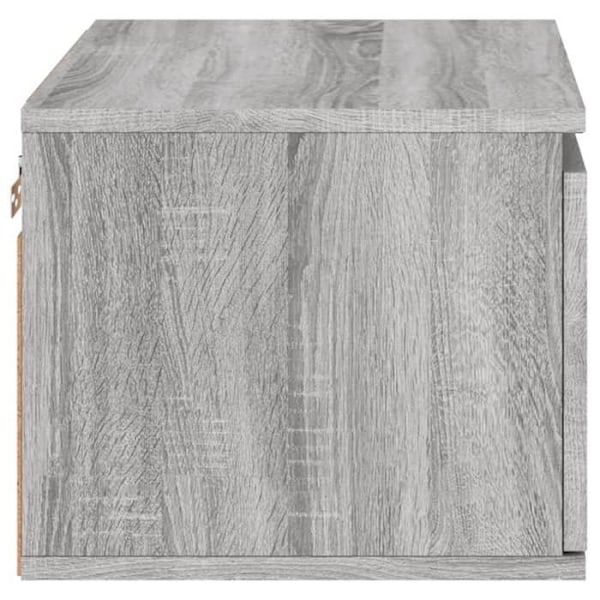Væghængt natbord med LED-lys og skuffe 50 x 36 x 30 cm i gråt ingeniørtræ DEC034210 kastanj