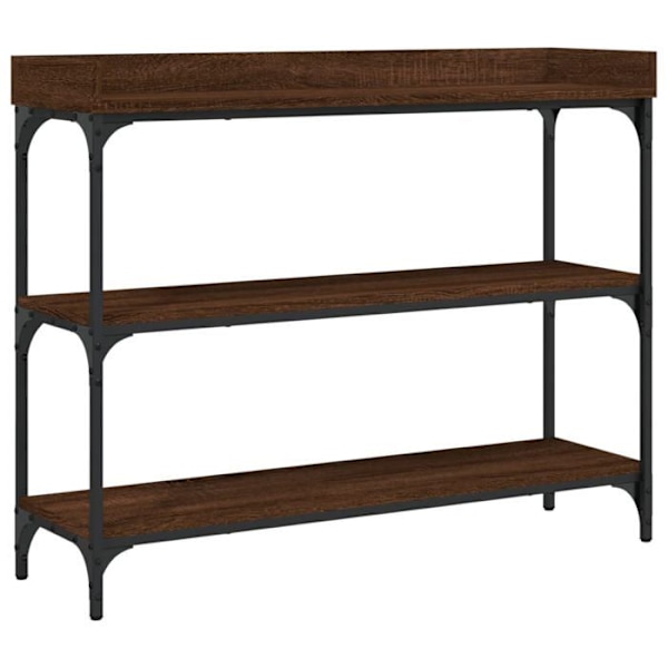 Bordkonsol för ingång funktionell och stil med hyllor 100 x 30 x 80 cm ingenjörsträ och metall DEC031661 kastanj