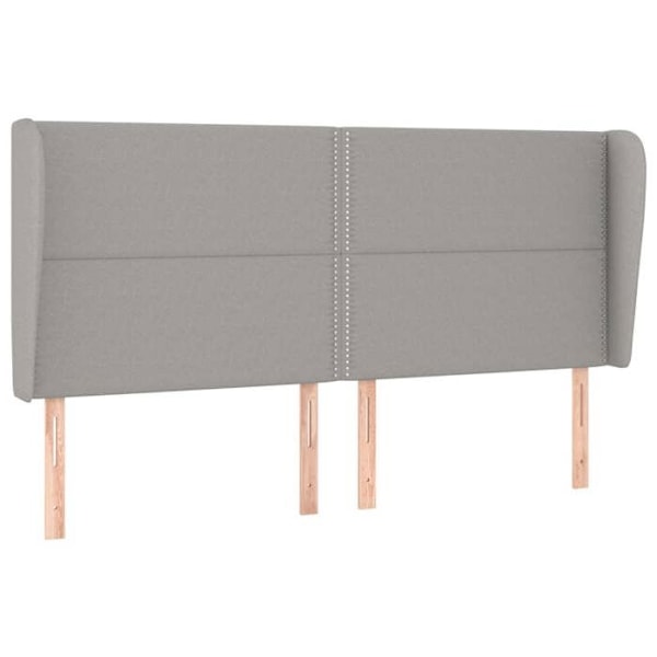 Sengegavl tilbehør til soveværelse møbel med sidelæbe 183 x 23 x 118/128 cm lys grå stof TDL0205203 Grå