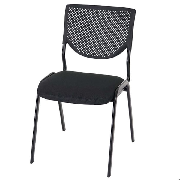 Sæt med 4 kontorstole uden hjul til konferencer og møder, stabelbare i sort mesh stof 04_0000550 Svart