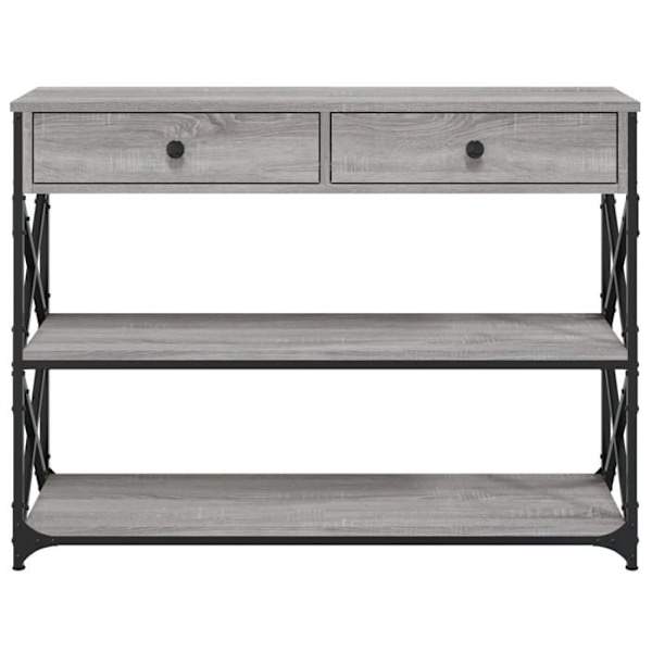 Bordkonsol møbel til entre med hylder 100 x 28 x 75 cm grå ingeniørtræ og metal DEC032187 kastanj