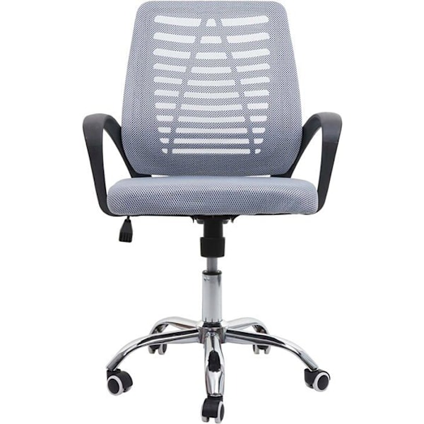 Ergonomisk kontorstol med hjul, netbetræk i grå stof