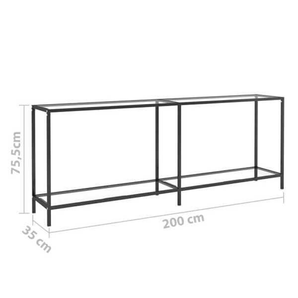 Praktisk konsolbord 200 x 35 x 75,5 cm i klart hærdet glas og stål DEC032271 Transparent