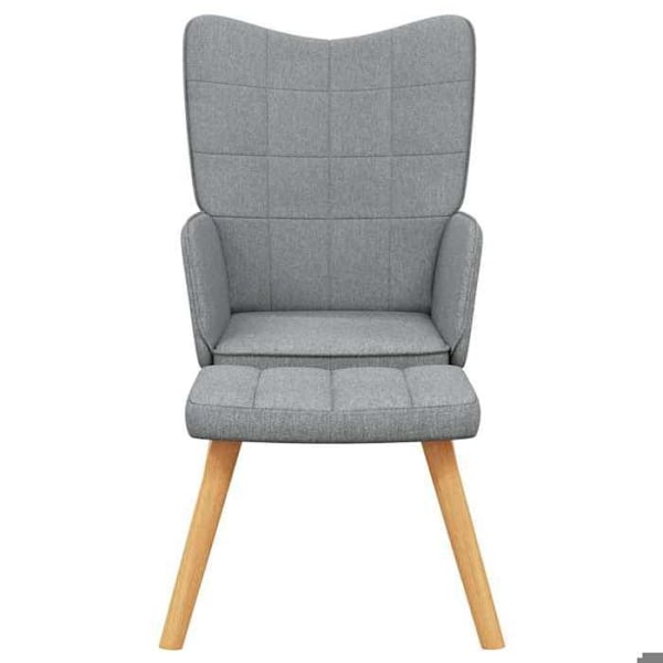 Moderne design lounge stol med fodskammel i lysegrå stof DEC026571 Grå