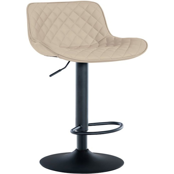 Baari stool x1 istuin, jossa on jalokivikuviolliset PVC-viimeistelyt ja mustat metallijalat 10_0005225 Grädde