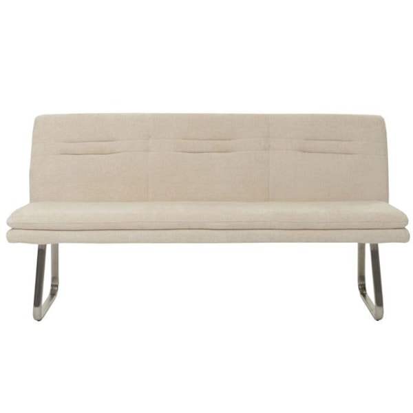 Bordplade til spisestue polstret sofa med ryg i creme chenille stof og børstet rustfrit stål 180 cm 04_0005846 Grädde