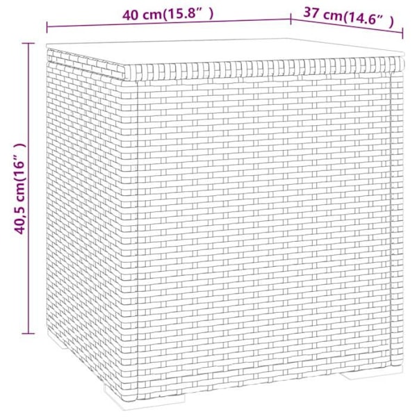 Indendørs eller udendørs sidebord 40 x 37 x 40,5 cm polyrotin grå og hærdet glas DEC032438 Grå