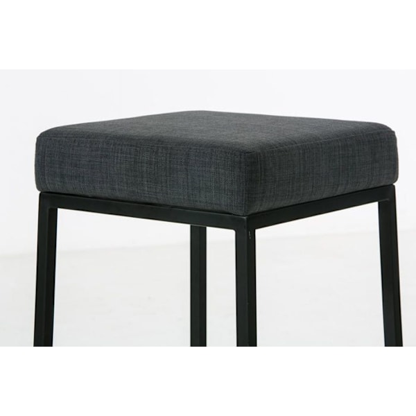 Barstol med fotstöd modern design mörkgrå tyg och matt svart metall