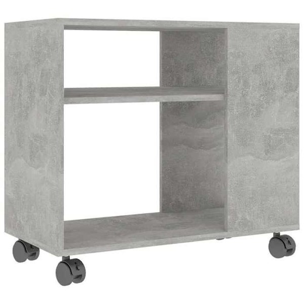 Sidobord möbel för vardagsrum på rullhjul 70 x 35 x 55 cm ingenjörsträ färg grå betong DEC032462 kastanj