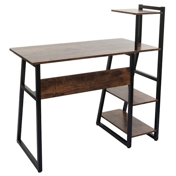 Toimisto, jossa on hyllyt, tietokonepöytä 100x50 cm metalli ja MDF ruskea 04_0006012 kastanj