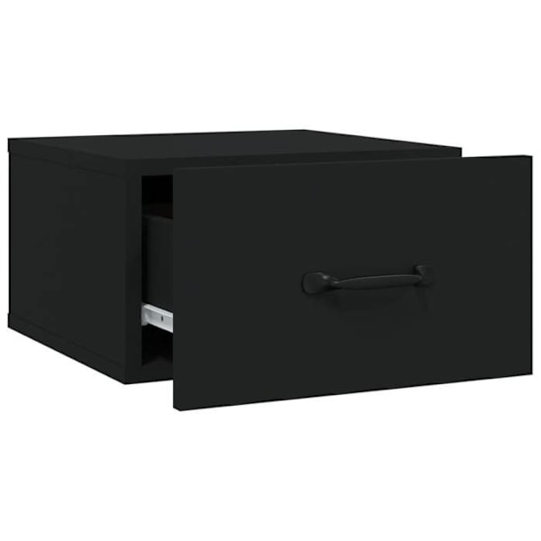 Sæt med 2 væghængte natborde med skuffe 35 x 35 x 20 cm i sort ingeniørtræ DEC036096 kastanj