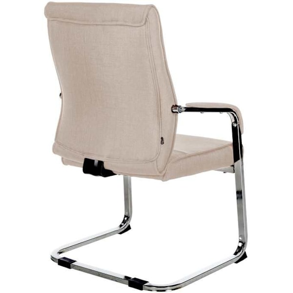 Kontorsstol besökarsäte utan hjul, metallkrom sledbas och sits i taupe tyg 10_0003359 Metall