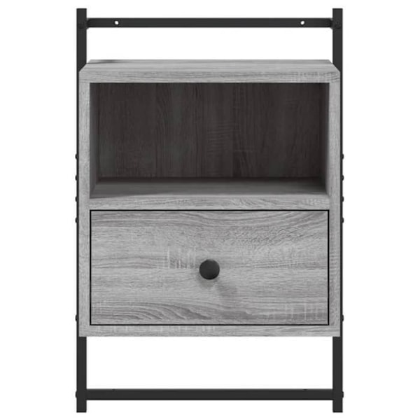 Sæt med 2 væghængte natborde med skuffe og rum 40 x 30 x 61 cm i grå ingeniørtræ og metal DEC034158 kastanj