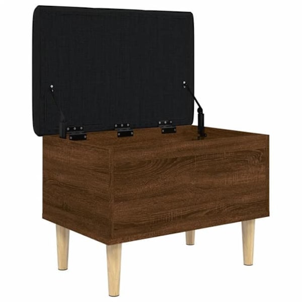 Bænk med opbevaringsplads og sort sædehynde 62 x 42 x 46 cm i ingenieretræ farve eg brun DEC024740 kastanj