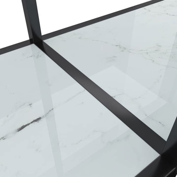 Moderne konsolbord til indgang, sidebord 180 x 35 x 75,5 cm, hærdet glas med marmor-look og stål DEC031704 Vit