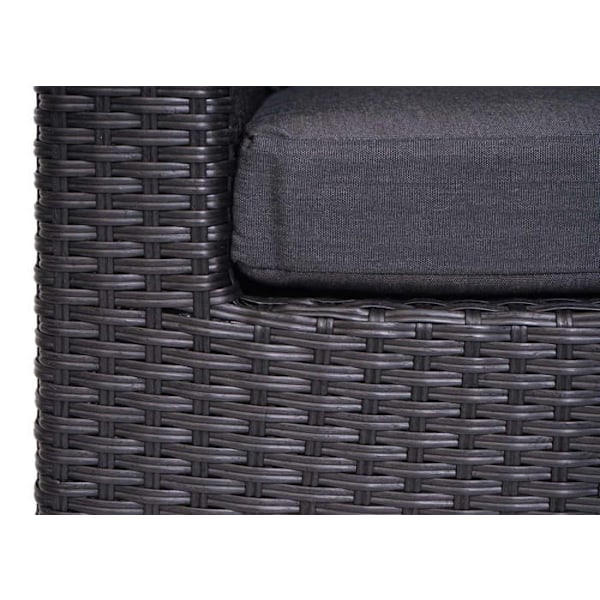 Havemøbler med pouf-stole, bord og puder i mørkegrå og polyrotin anthracite