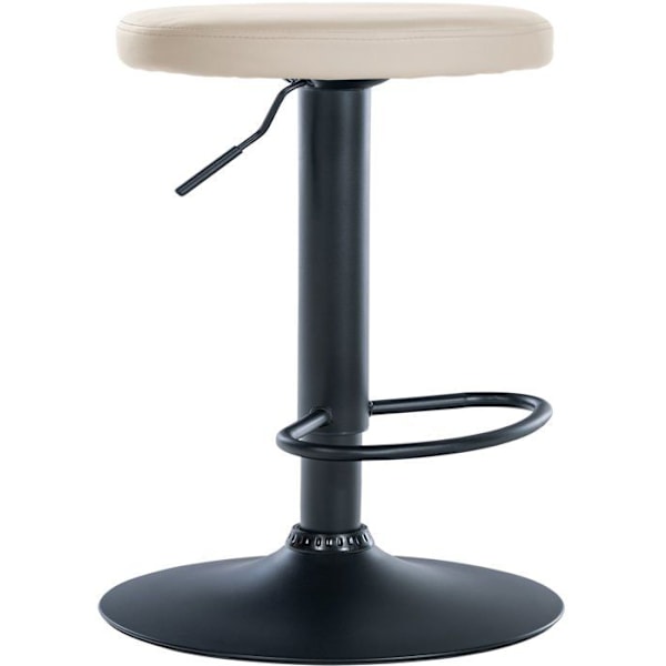 Barstol x1 enkel design højdejusterbar PVC-belægning i creme med sorte metalben 10_0005343 Grädde