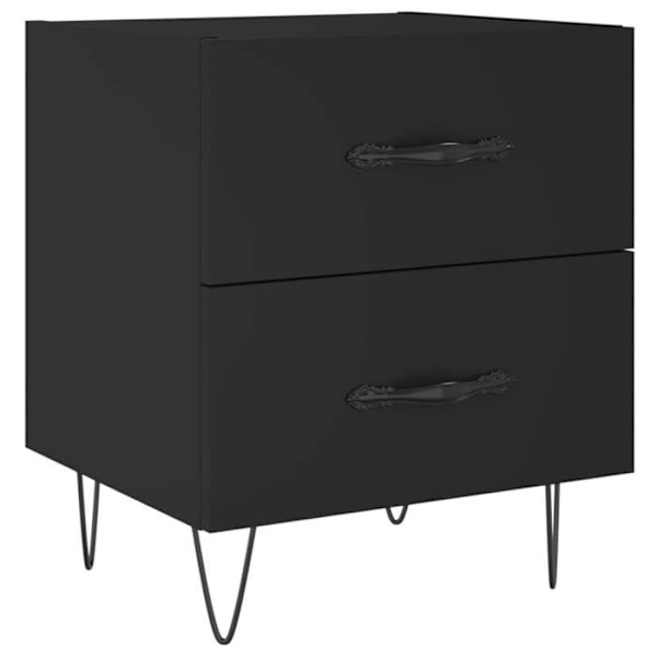 Sæt med 2 natborde med to skuffer 40 x 35 x 47,5 cm sorte ingeniørtræ og jern DEC035541 kastanj