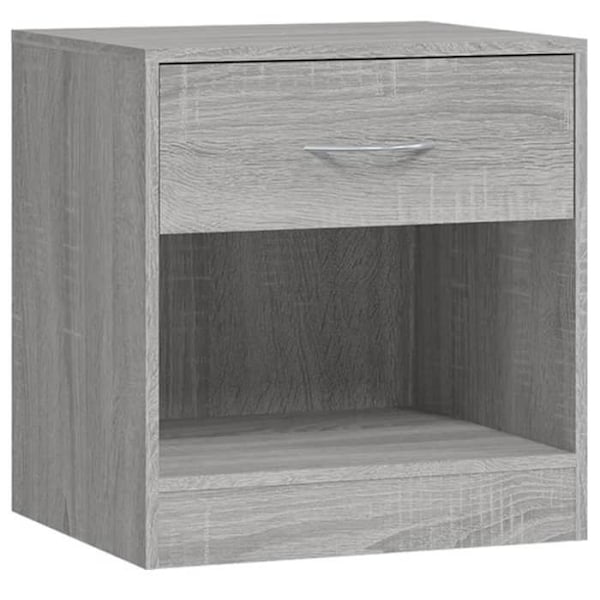 Sæt med 2 natborde med skuffe og åbent rum 36,5 x 30,5 x 38 cm ingeniørtræ grå DEC034848 kastanj