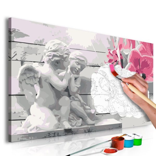 Malerisk selv maleri efter numre motiv Engel orkidé rosa 60 x 40