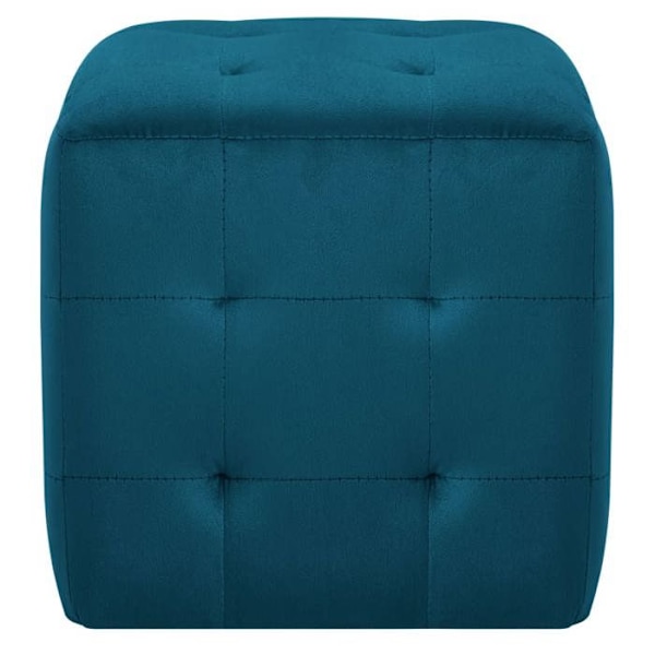 Sæt med 2 taburetter puffere fodskamler 30 x 30 x 30 cm i blå velour DEC032755 Blå