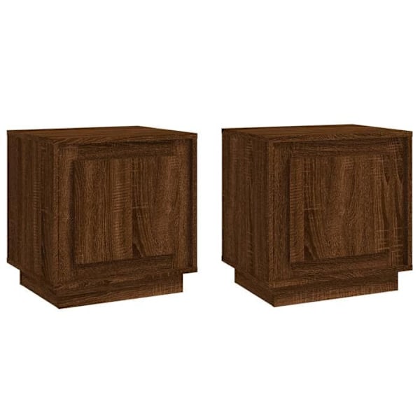 Set av 2 nattbord med fack med dörr 44 x 35 x 45cm ingenjörsträbrun DEC035866 kastanj