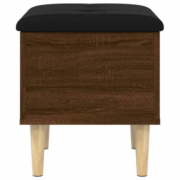 Bänk för förvaring med svart sittdyna 42 x 42 x 46 cm, trä i ekfärg brun DEC024737 kastanj