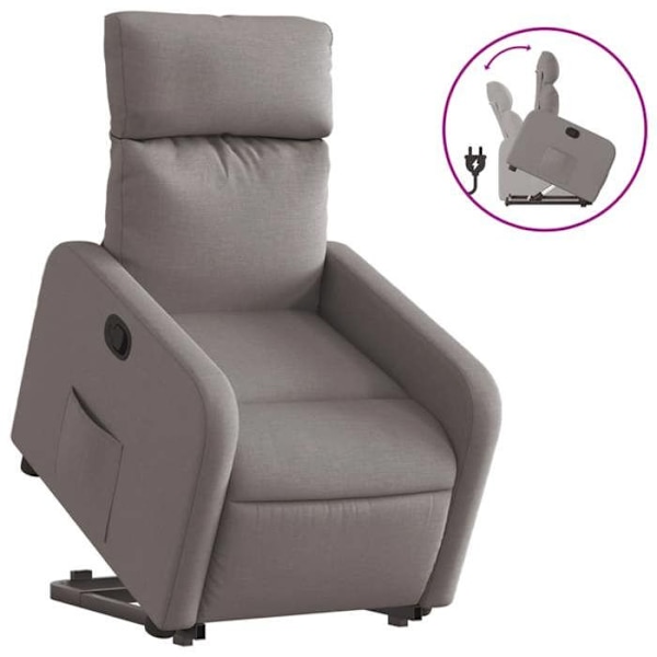 Soffa relax TV, komfortabel stoppning, elektrisk lyftfunktion i taupe tyg DEC028192 Guld