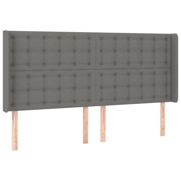 Hovedgavl accessory til seng soveværelse møbel med sidelæbe 203 x 16 x 118/128 cm mørkegrå stof TDL0204953 Grå