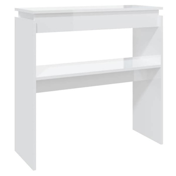Funktionsduglig och stilren konsolbord med hylla 80 x 30 x 80 cm i glänsande vit ingenjörsträ DEC031728 Vit