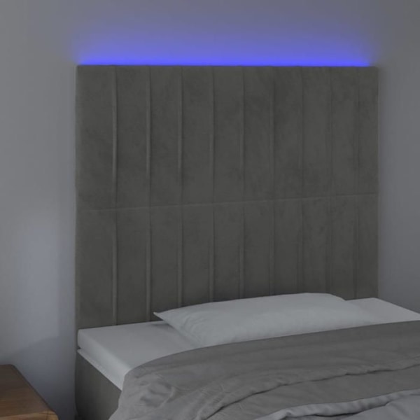 Hovedgærde - TDL - 80 x 5 x 118/128 cm - Lys gråt fløjl - Non-vaskbart - Indbygget LED