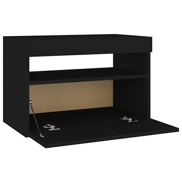 Sæt med 2 natborde med LED-lys, opbevaringsrum 60 x 35 x 40 cm, sort ingeniørtræ DEC035941 kastanj