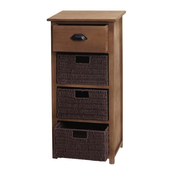 Kommode med skuffe og 3 opbevaringskurve 83x40x29 cm mørkebrun 04_0006506 kastanj