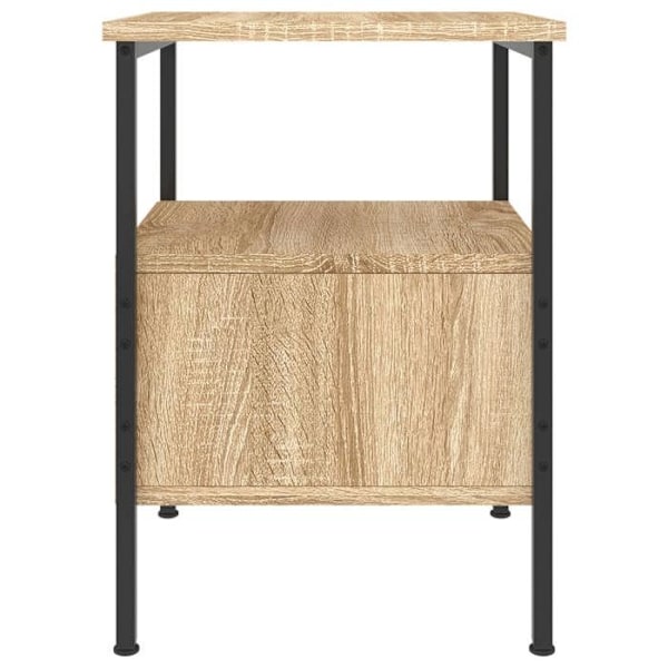 Sæt med 2 sengeborde med skuffe og hylde 34 x 36 x 50 cm træ og jern farve egetræ DEC035221 kastanj