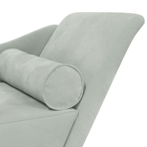 Meridienne chaise longue soffa för inomhus med kuddar i ljusgrå sammet DEC026076 Grå