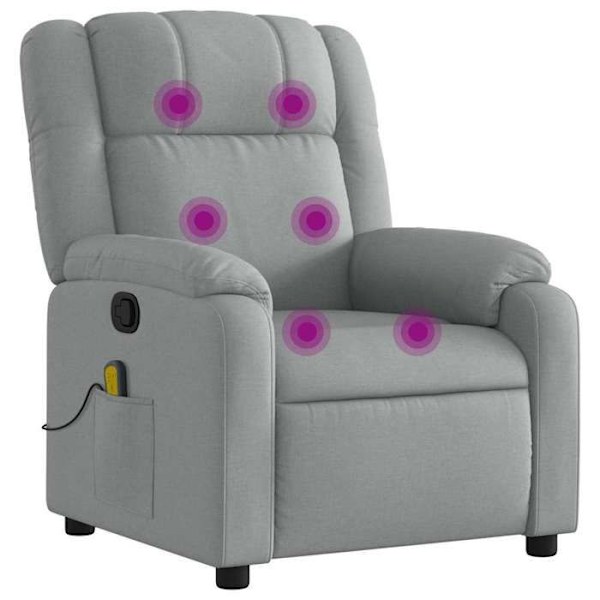 Afslapningskarmestol til TV med massagefunktion, justerbar, 6 massagepunkter i lys gråt stof DEC026908 Grå