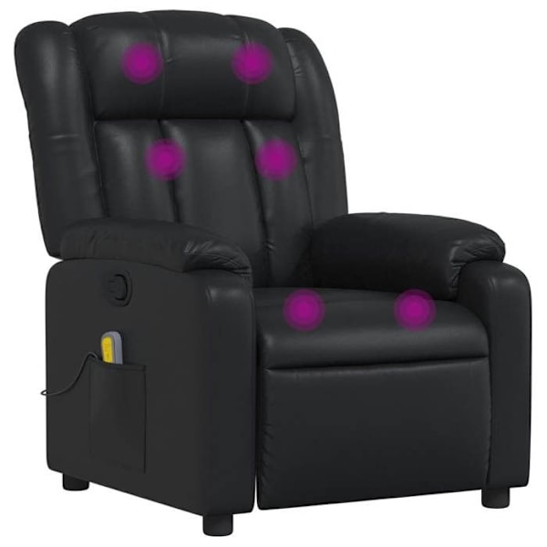 TV afslapningsstol med massagefunktion, justerbar, 6 punktmassage i sort PVC DEC027038 Svart