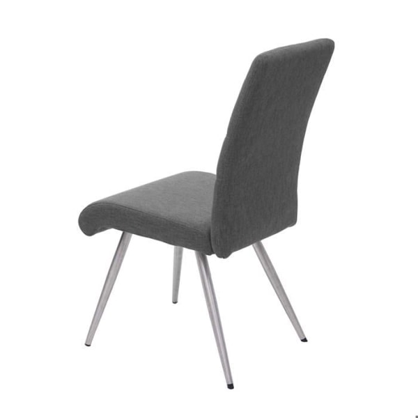 Set med 6 matstolar för köket i tyg/textil med dekorativa sömmar i gråbrunt och ram i stål 04_0000856 Grå
