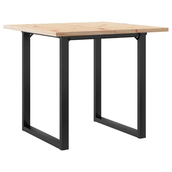 Teollisen muotoilun ruokapöytä 90 x 90 x 75,5cm massiivipuista mäntyä ja terästä DEC036799 kastanj