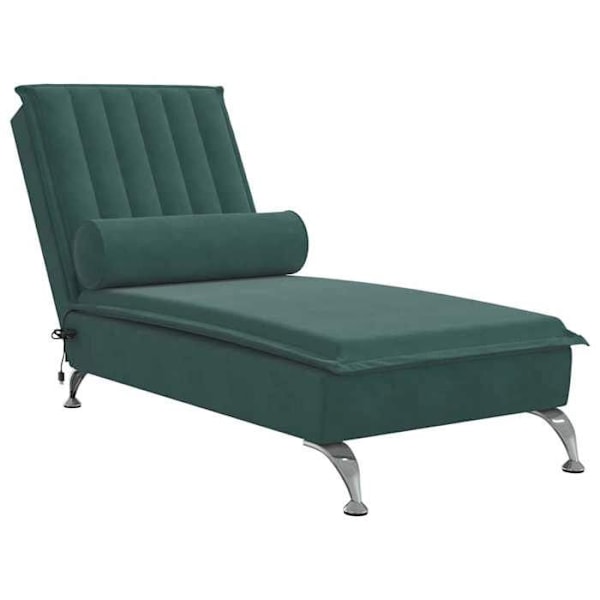 Meridienne chaise longue til massageindretning med pude i mørkegrønt fløjl DEC026164 Grön