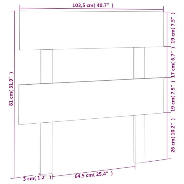 Hovedgavl - Ikke specificeret - 103,5x81 cm - Massiv træ - Sort - Moderne Svart