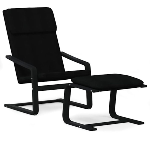 Moderne loungestol sofa design med fodskammel i sort stof DEC026537 Svart