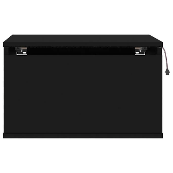 Sæt med 2 væghængte natborde med LED-lys og skuffe 50 x 36 x 30 cm i sort ingeniørtræ DEC036160 kastanj