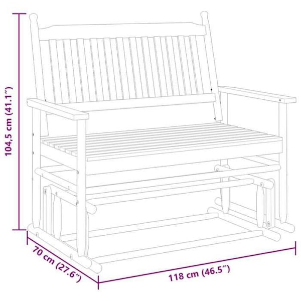 Bænk med vippefunktion til haven 118 x 70 x 104,5 cm i sort poppeltræ DEC028718 kastanj
