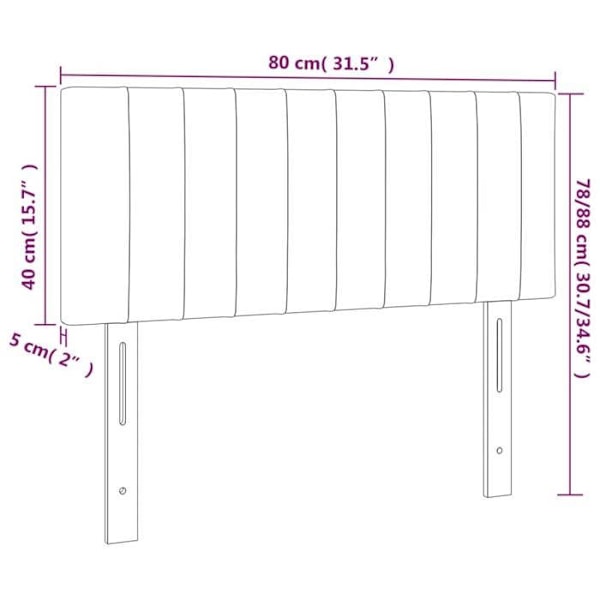 Sengegavl tilbehør til soveværelse møbel med LED 80 x 5 x 78/88 cm stof lys grå TDL0201275 Grå
