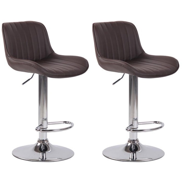 2 kpl baarijakkaroita tummanruskea PVC pystysaumoilla kromimetallituella 10_0004273 kastanj