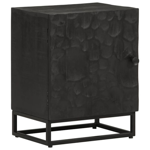 Natbord med opbevaringsrum og dør 40 x 30 x 50 cm massiv mangotræ og sort jern DEC034400 kastanj