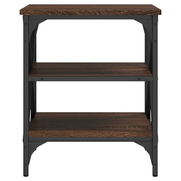 Sæt af 2 sideborde med hylder 40 x 42 x 50 cm i brun ingeniørtræ og stål DEC032623 kastanj